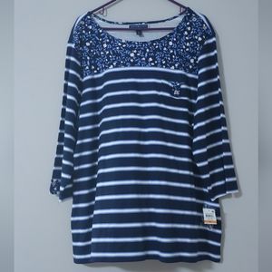 NWT Karen Scott Sport Striped Top